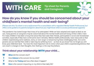 With Care - Tip sheet for Parents and Caregivers resource cover